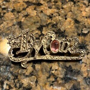 Vintage #1 Mom Pink Stone Brooch